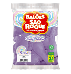 BALÕES SÃO ROQUE LILAS CANDY COLORS 9 POLEGADAS PC 25 UNIDADES #108563425