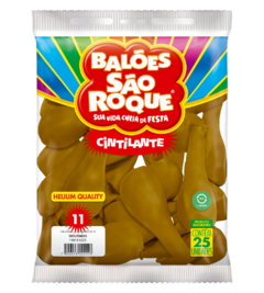 BALÕES SÃO ROQUE DOURADO CINTILANTE 11 POLEGADAS PC 25 UNIDADES #110161225