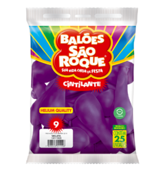 BALÕES SÃO ROQUE ROXO VIOLETA CINTILANTE 9 POLEGADAS PC 25 UNIDADES #108110825