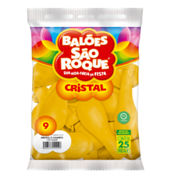 BALÕES SÃO ROQUE AMARELO CANARIO CRISTAL 9 POLEGADAS PC 25 UNIDADES #108102425