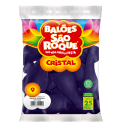 BALÕES SÃO ROQUE VIOLETA PURPURA CRISTAL 9 POLEGADAS PC 25 UNIDADES #108102825