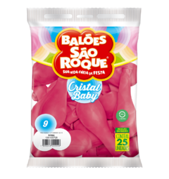 BALÕES SÃO ROQUE ROSA CRISTAL BABY 9 POLEGADAS PC 25 UNIDADES #1081430725