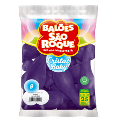 BALÕES SÃO ROQUE ROXO CRISTAL BABY 9 POLEGADAS PC 25 UNIDADES #10814313225