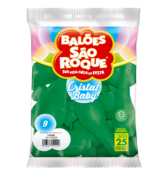 BALÕES SÃO ROQUE VERDE CRISTAL BABY 9 POLEGADAS PC 25 UNIDADES #1081430325