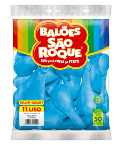 BALÕES SÃO ROQUE AZUL BABY LISO REDONDO 11 POLEGADAS PC 50 UNIDADES #110156450