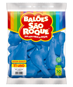 BALÕES SÃO ROQUE AZUL TURQUESA LISO REDONDO 11 POLEGADAS PC 50 UNIDADES #110155150