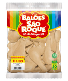 BALÕES SÃO ROQUE BEGE LISO REDONDO 11 POLEGADAS PC 50 UNIDADES #1101513050