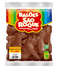 BALÕES SÃO ROQUE CAFÉ BRASIL LISO REDONDO 11 POLEGADAS PC 50 UNIDADES #110156250