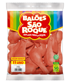 BALÕES SÃO ROQUE CORAL LISO REDONDO 11 POLEGADAS PC 50 UNIDADES #110159050