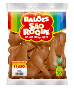 BALÕES SÃO ROQUE MOCHA LISO REDONDO 11 POLEGADAS PC 50 UNIDADES #110159450