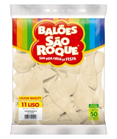 BALÕES SÃO ROQUE TRANSPARENTE LISO REDONDO 11 POLEGADAS PC 50 UNIDADES #110152550