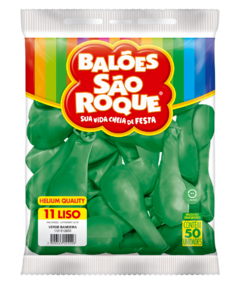 BALÕES SÃO ROQUE VERDE BANDEIRA LISO REDONDO 11 POLEGADAS PC 50 UNIDADES #1101512950