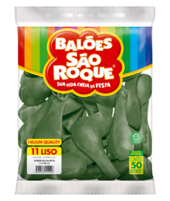 BALÕES SÃO ROQUE VERDE EUCALIPTO LISO REDONDO 11 POLEGADAS PC 50 UNIDADES #110159150