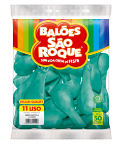 BALÕES SÃO ROQUE VERDE HORTELÃ LISO REDONDO 11 POLEGADAS PC 50 UNIDADES #110156550