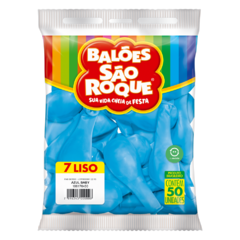 BALÕES SÃO ROQUE AZUL BABY LISO 7 POLEGADAS PC 50 UNIDADES #106176450