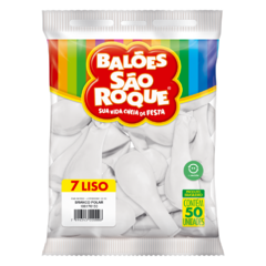 BALÕES SÃO ROQUE BRANCO POLAR LISO 7 POLEGADAS PC 50 UNIDADES #106176150