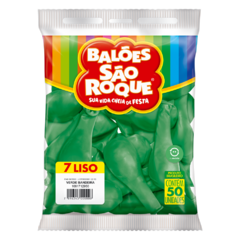 BALÕES SÃO ROQUE VERDE BANDEIRA LISO 7 POLEGADAS PC 50 UNIDADES #1061712950