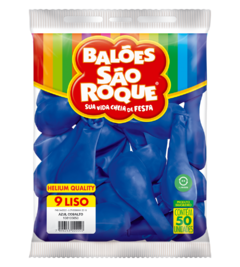 BALÕES SÃO ROQUE AZUL COBALTO LISO 9 POLEGADAS PC 50 UNIDADES #108105050