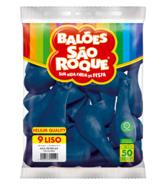 BALÕES SÃO ROQUE AZUL PETRÓLEO LISO 9 POLEGADAS PC 50 UNIDADES #1081021650