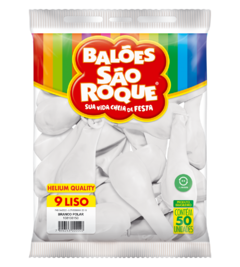 BALÕES SÃO ROQUE BRANCO POLAR LISO 9 POLEGADAS PC 50 UNIDADES #108106150