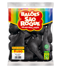 BALÕES SÃO ROQUE PRETO EBANO LISO 9 POLEGADAS PC 50 UNIDADES #108106050