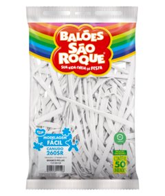 BALÕES SÃO ROQUE BRANCO POLAR CANUDO 260 PC 50 UNIDADES #158106150