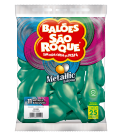 BALÕES SÃO ROQUE VERDE METALLIC 11 POLEGADAS PC 25 UNIDADES #110530325