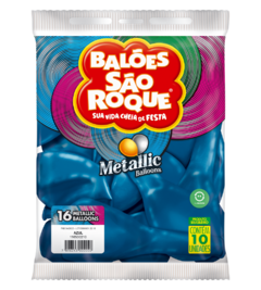 BALÕES SÃO ROQUE AZUL METALLIC 16 POLEGADAS PC 10 UNIDADES #116530210