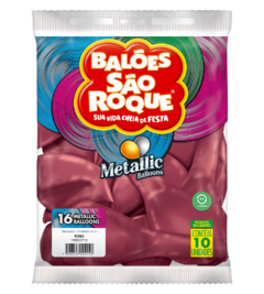 BALÕES SÃO ROQUE ROSA METALLIC 16 POLEGADAS PC 10 UNIDADES #116530710