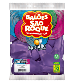 BALÕES SÃO ROQUE ROXO METALLIC 16 POLEGADAS PC 10 UNIDADES #1165313210