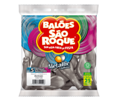 BALÕES SÃO ROQUE PRATA METALLIC 5 POLEGADAS PC 25 UNIDADES #105531325