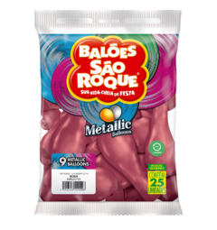 BALÕES SÃO ROQUE ROSA METALLIC 9 POLEGADAS PC 25 UNIDADES #108530725