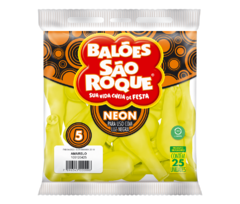 BALÕES SÃO ROQUE AMARELO NEON 5 POLEGADAS PC 25 UNIDADES #105120425