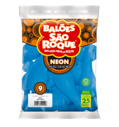 BALÕES SÃO ROQUE AZUL NEON 9 POLEGADAS PC 25 UNIDADES #108120225