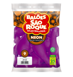 BALÕES SÃO ROQUE VIOLETA NEON 9 POLEGADAS PC 25 UNIDADES #108120825