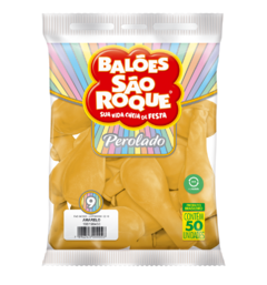 BALÕES SÃO ROQUE AMARELO PEROLADO 9 POLEGADAS PC 25 UNIDADES #108190425