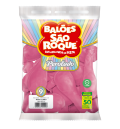 BALÕES SÃO ROQUE ROSA CLARO PEROLADO 9 POLEGADAS PC 25 UNIDADES #108193125