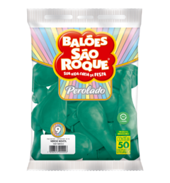 BALÕES SÃO ROQUE VERDE MENTA PEROLADO 9 POLEGADAS PC 25 UNIDADES #108196325