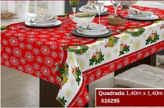 TOALHA DE MESA QUADRADA, BELLA MESA, ESTAMPA PRA NATAL, MEDIDAS: 1,40M X 1,40M