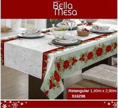 TOALHA DE MESA RETANGULAR, BELLA MESA, ESTAMPA PRA NATAL, MEDIDAS: 1,40M X 2,90M