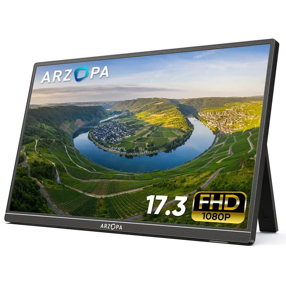 ARZOPA 17.3 FHD Monitor Portátil 1080p Tela IPS Externa USB C Monitor de