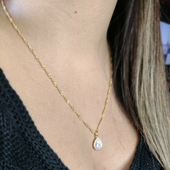 Conjunto Corrente+Pingente+Brinco Ponto de Luz Banhado a Ouro 18k - comprar online