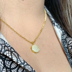 Conjunto Corrente+Pingente+Brinco Cravejado em Zircônias Banhado a Ouro 18k na internet