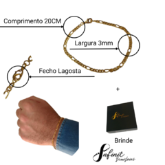 Imagem do Pulseira Figaro 20 Cm Banhada a Ouro 18k