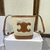 Bolsa Celine Bucket Cuir Triomphe in Textile and Calfskin Natural": Uma bolsa de balde em tecido marrom e couro de bezerro natural da Celine, para um visual elegante e casual.