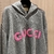 Gucci GG Wool Hoodie "Gray/Pink": A gray Gucci GG fleece print sweatshirt in shades of gray and pink for a modern, stylish look.