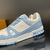 Sky Blue LV Trainer Sneakers: These light blue Louis Vuitton sneakers are an elegant and versatile option to complement any casual look.