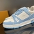 Sky Blue LV Trainer Sneakers: These light blue Louis Vuitton sneakers are an elegant and versatile option to complement any casual look.