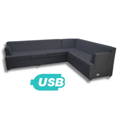 SILLÓN ESQUINERO 3+3 LIVING BOX EN CAJA USB CHENILLE ORIENT. IZQUIERDA