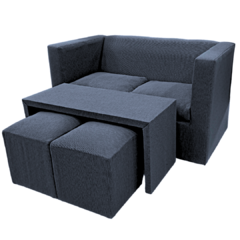 JUEGO DE LIVING COMBO SILLON 2CUERPOS + MESA + 2PUFF CHENILLE - comprar online